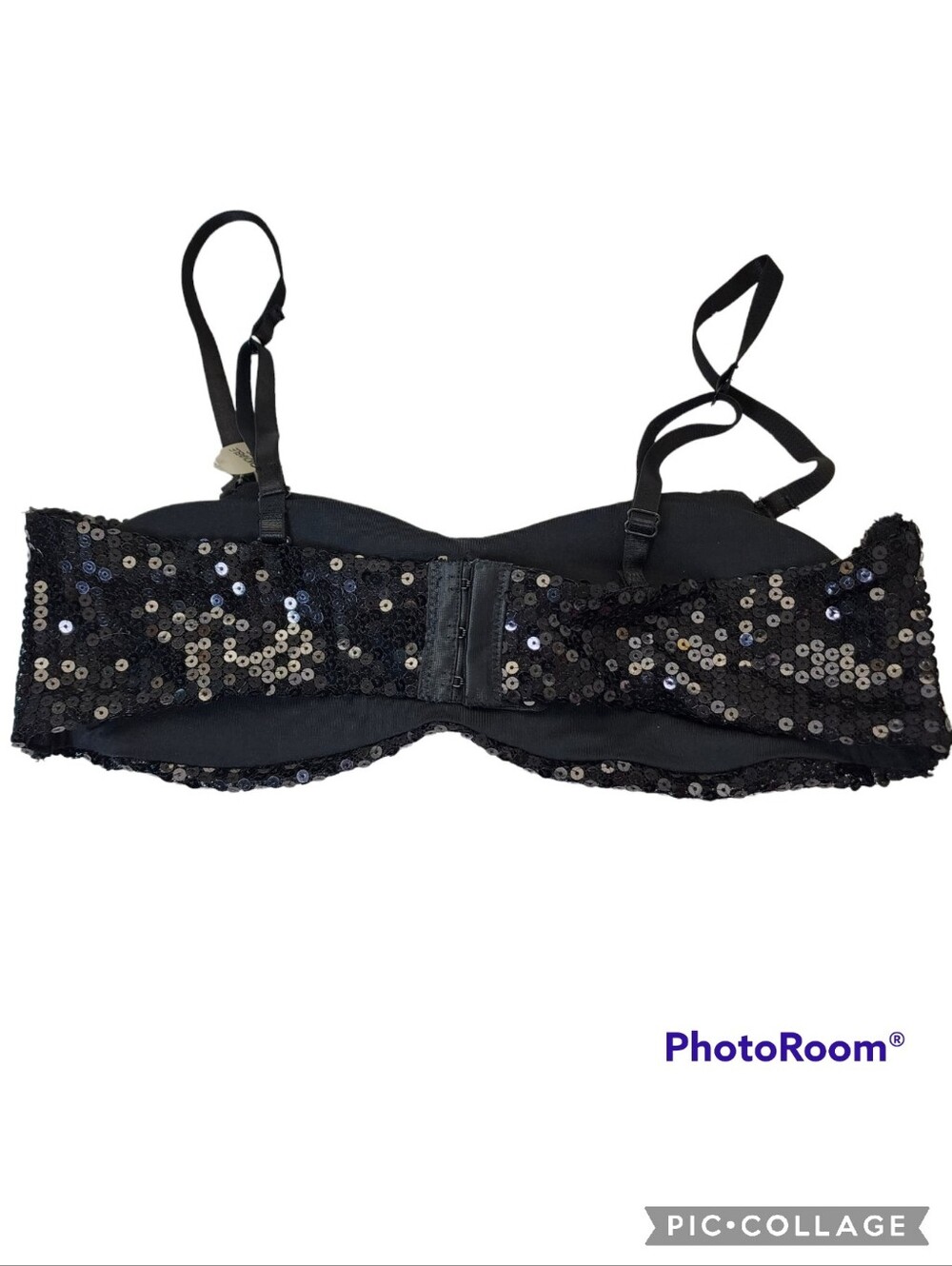 Rene Rofe Sequin bandeau bra adjustable straps removable cups size large - Picture 11 of 11